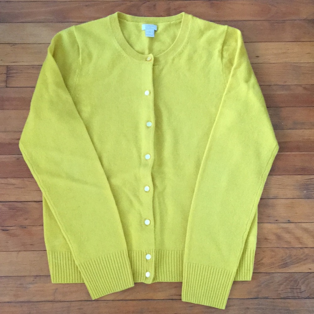 Mustard Yellow J. Crew Factory Cashmere Cardigan